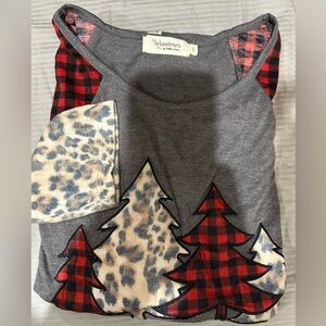 Gray and Red Plaid Christmas Tree Top